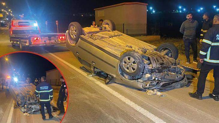 Adıyaman’da takla atan otomobil yaklaşık 50 metre sürüklendi: 1 yaralı