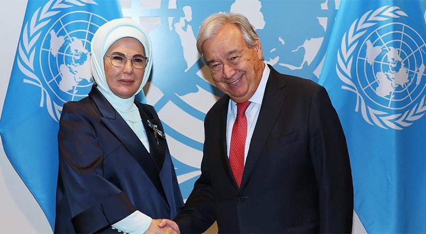 Emine Erdoğan BM Genel Sekreteri Guterres ile görüştü