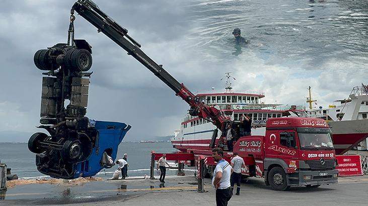 Yer: Kocaeli… TIR denize düştü, saniyeler içinde battı