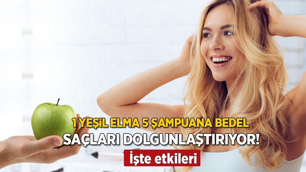1 yeşil elma 5 şampuana bedel! Saçları dolgunlaştıran mucize, kepeği bitiriyor