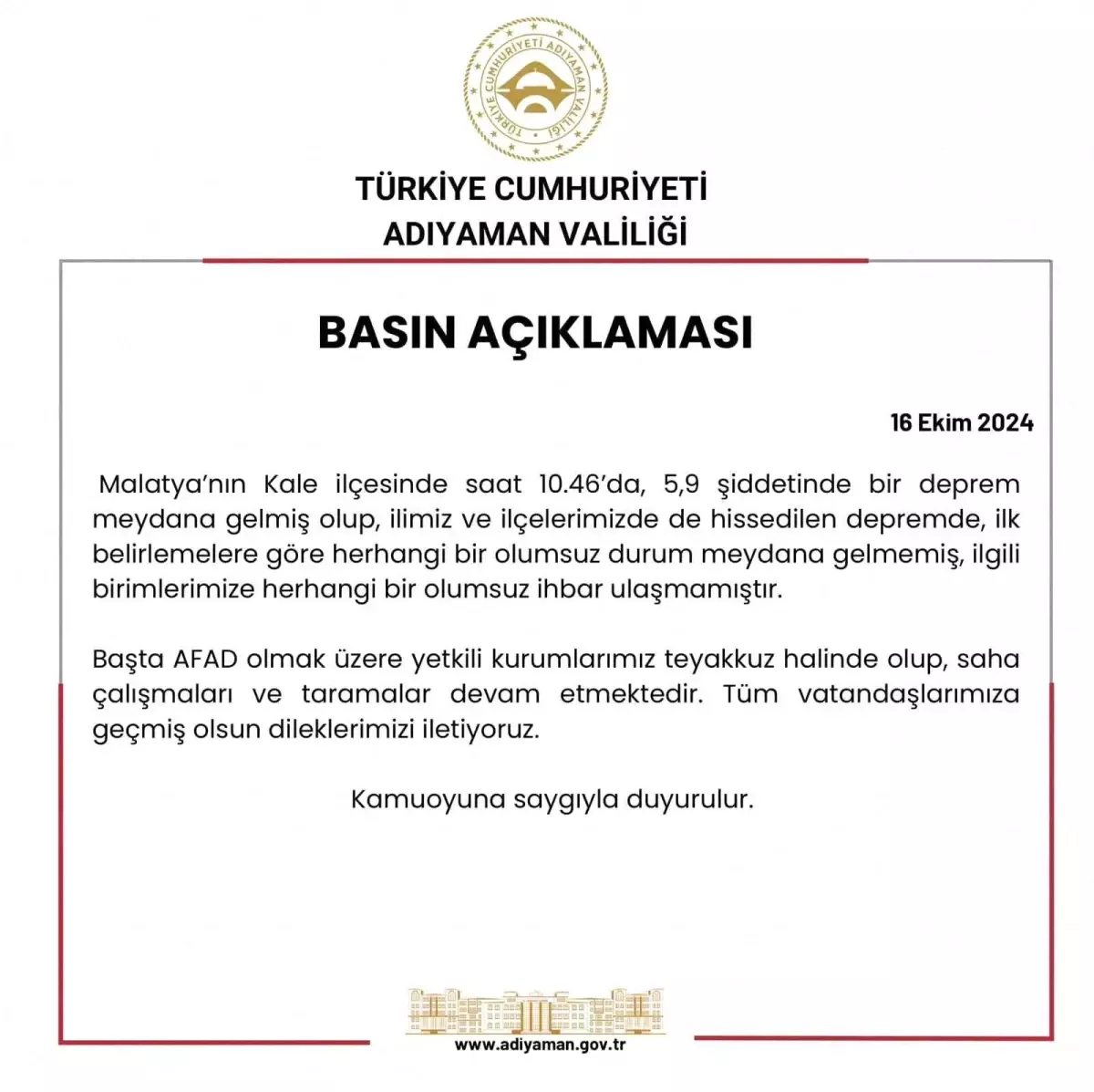 Adıyaman’da 5.9 Büyüklüğünde Deprem