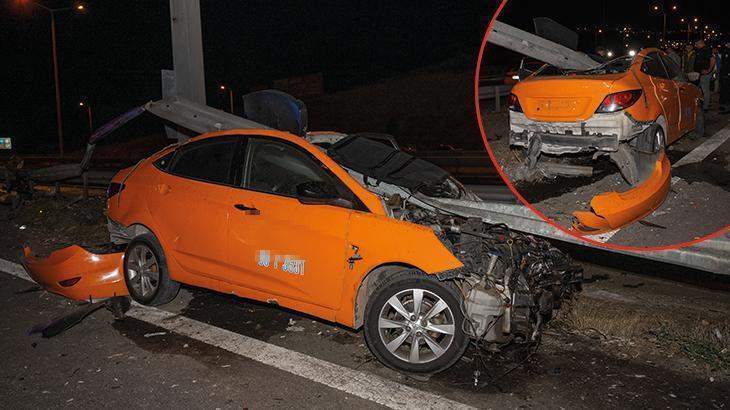 Ankara’da korkunç kaza! Bariyere çarpan taksinin şoförü öldü