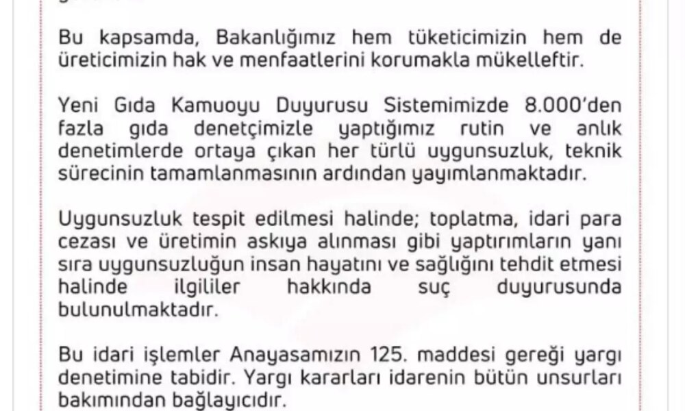 Gıda Denetimleri Artıyor, Uygunsuzlukları Bildirme Sistemi Kuruldu