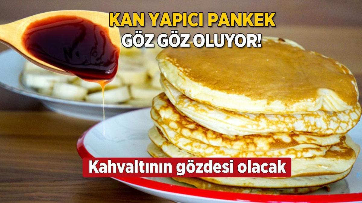 Kahvaltı yapmak için can atacaksınız! Kan yapıcı pankek göz göz oluyor, tadı nefis