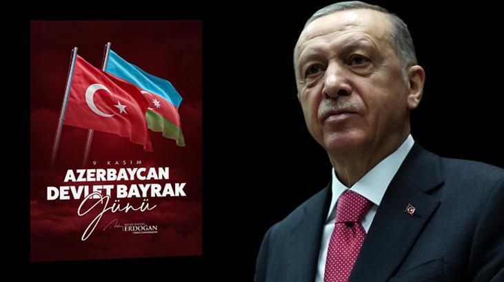 Cumhurbaşkanı Erdoğan, Azerbaycan’ın Devlet Bayrak Günü’nü kutladı