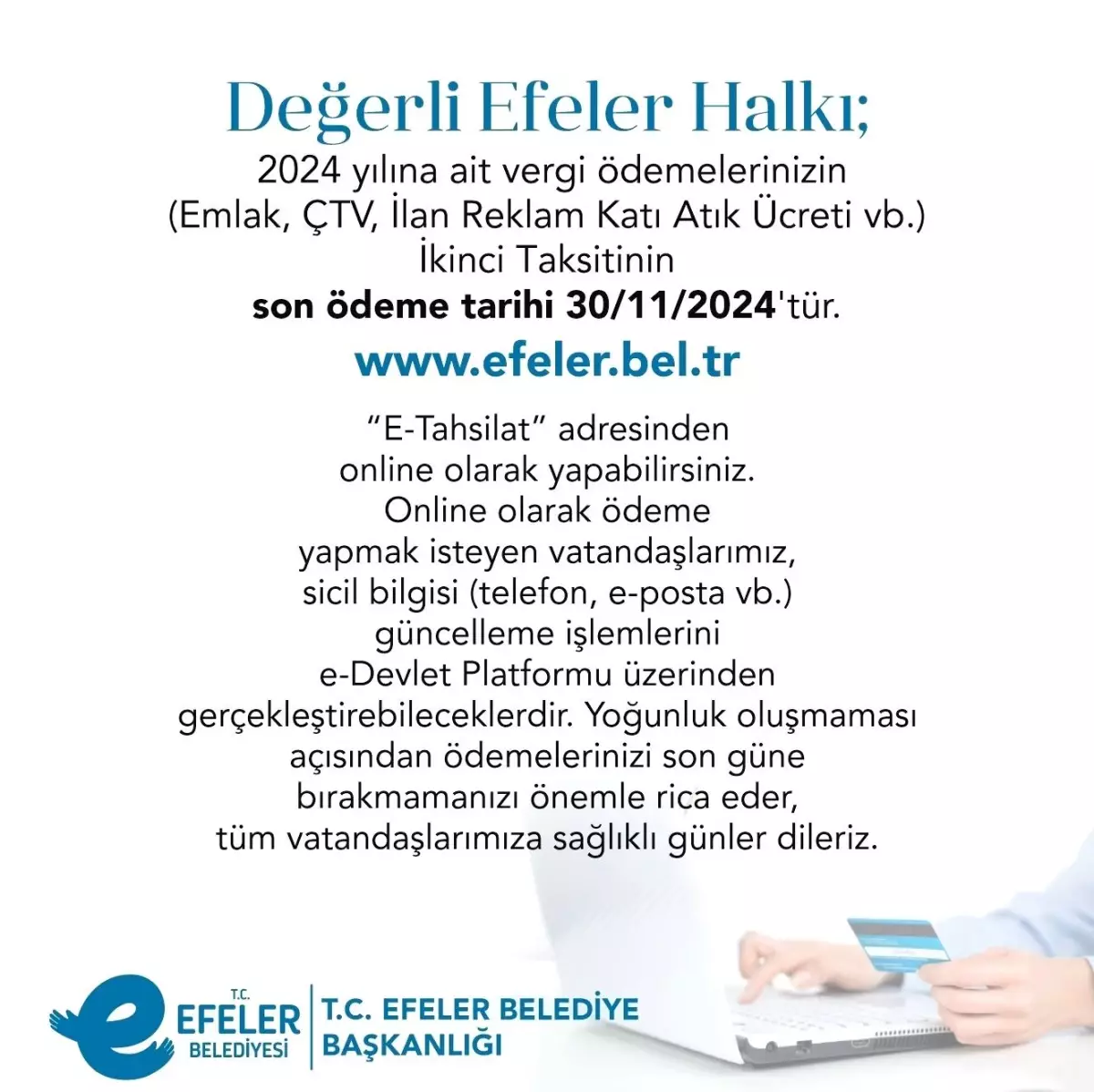 Efeler Belediyesi’nden Vergi Ödemeleri Uyarısı