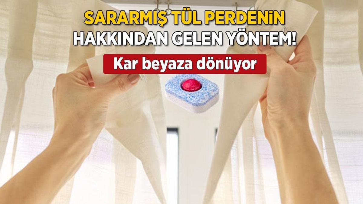 Sararan tül perdelerin hakkından geliyor! İş bitiren şeker hilesi, makineye 2 kaşık atın